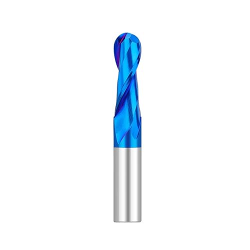 Temhyu 3,175 4 6 8 10 12mm Schaft Kugelkopffräser Hartmetallfräser 2 Flöten Nano Blau beschichtete CNC-Fräser for Holzbearbeitung(3.175x3.175x17x38mm) von Temhyu