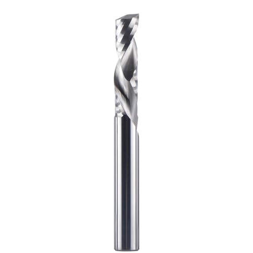 Temhyu 3,175 mm 4 mm 6 mm Schaftfräser Holzarbeiten UP DOWN Cut 1 Flöten Spiralkarbid-Fräswerkzeug CNC-Fräser Kompressions-Schaftfräser-Bits(SP1FC-D6.0-L32) von Temhyu