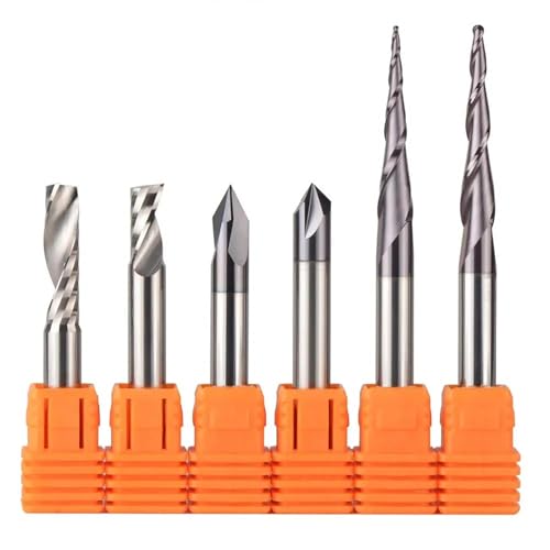 Temhyu 3,175 mm 6,35 mm 6 mm Schaft CNC-Vollhartmetall-Gravur-Bits, Fräser, Holzarbeiten, Set, Fräser(6mm set-6pcs) von Temhyu