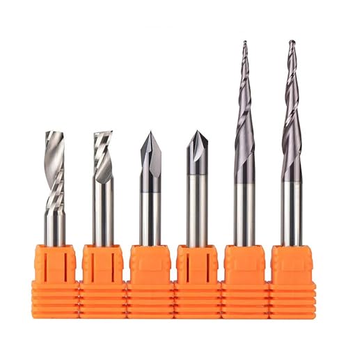 Temhyu 3,175mm 6,35mm 6mm Schaft Router Bits CNC Vollhartmetall Gravur Bits Fräser Holzarbeiten Set for Carving werkzeuge(6mm set-6pcs) von Temhyu