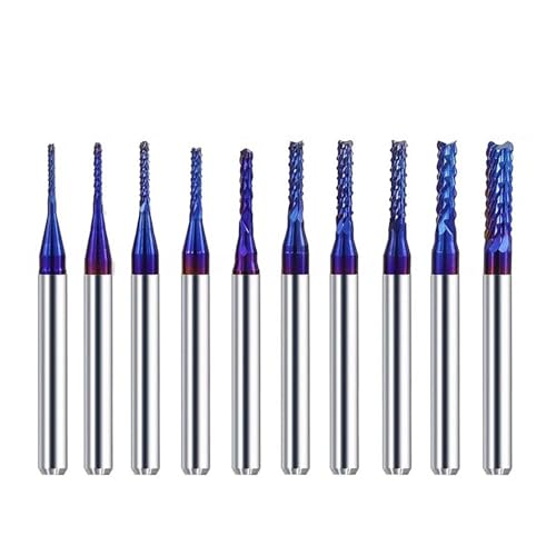 Temhyu 3,175mm Schaft CNC Gravur Bit Kit Fräser Hartmetall Schaftfräser Set CNC Maschine Fräsen Werkzeuge CNC Router Bit(10pcs 1.5-3.175mm) von Temhyu