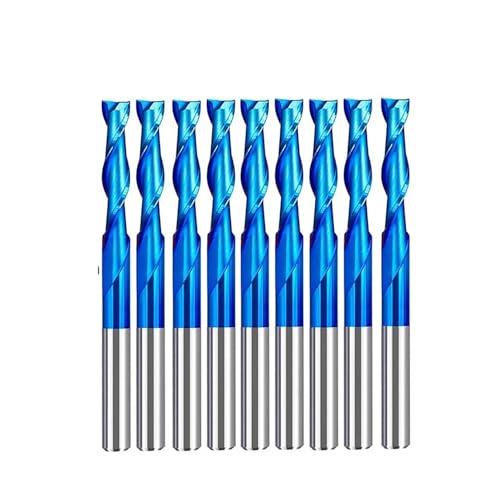 Temhyu 3,175mm Schaft CNC Gravur Bit Kit Fräser Hartmetall Schaftfräser Set CNC Maschine Fräsen Werkzeuge CNC Router Bit(10pcs flat end mill) von Temhyu