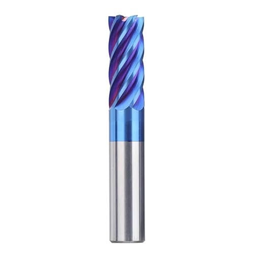 Temhyu 4–16 mm Schaftfräser, Wolframkarbid-Schaftfräser, 6 Flöten, CNC-Endbearbeitung, Fräser for Metall, Stahl(NANO BLUE Coated,16x45x16Dx100L) von Temhyu