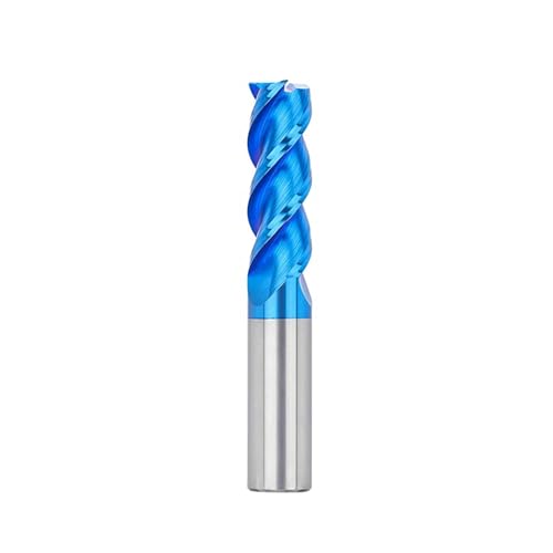 Temhyu 4 mm 8 mm Schaftfräser, Aluminiumfräser, CNC-Maschinenfräser, 1–12 mm, blau beschichtet, 3 Nuten, Hartmetall-Schaftfräser, Spiralfräser(1xD4x4x50L) von Temhyu