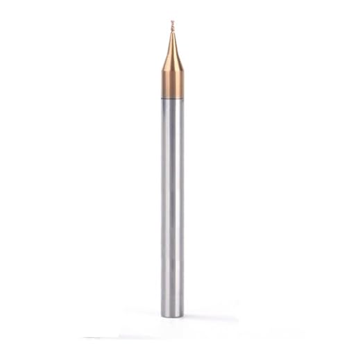 Temhyu 4-mm-Schaft, 2-schneidiger Schaftfräser, 0,2–0,9 mm, Fräser, Wolframkarbid, CNC-Fräser, TiCN-beschichteter Mini-Fräser(R0.25X4DX50L) von Temhyu