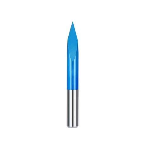 Temhyu 4-mm-Schaft, 3-kantige Pyramiden-Gravierbits, 20, 30, 40, 45, 60, 90-Grad-Spitze, 0,1–0,3 mm Nano-blau beschichtete CNC-Fräser, 3D-Fräser(4x0.2x60) von Temhyu