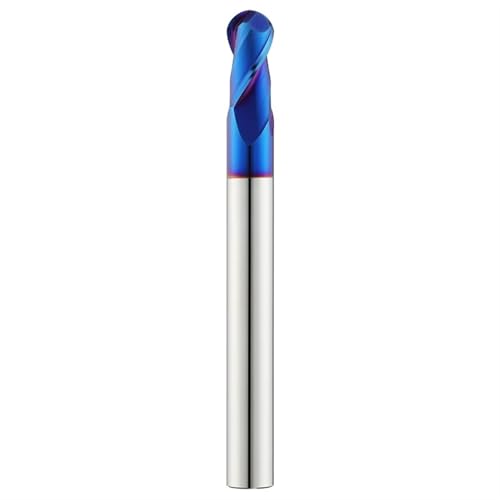 Temhyu 4mm 6mm 10mm Schaft HRC65 2 Flöten Hartmetall Kugelfräser Wolframstahl Fräser Fräser Fräswerkzeug Schaftfräser Schneidwerkzeuge(R1.5X4DX50L-2F) von Temhyu