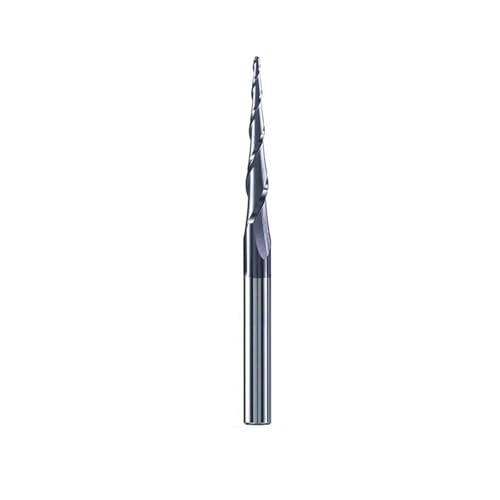 Temhyu 4mm 6mm Schaft Fräser Wolframkarbid Schaftfräser Konische Kugelfräser R0.25-R2.0 CNC Fräser for Holz Metall CNC Fräswerkzeug(R1.5xD8x47x85L) von Temhyu