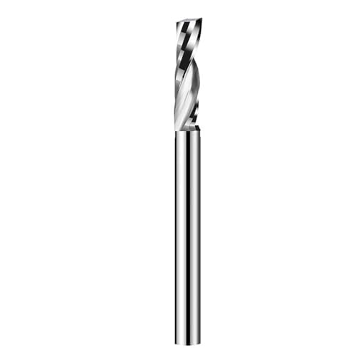 Temhyu 4mm 6mm Schaft PVC Fräser CNC Werkzeug Holzbearbeitung Metall Aluminium Einzelflöte Zoll Schaftfräser Fräser Gravur Bit Spiralschaftfräser(3.175-25-3.175D) von Temhyu