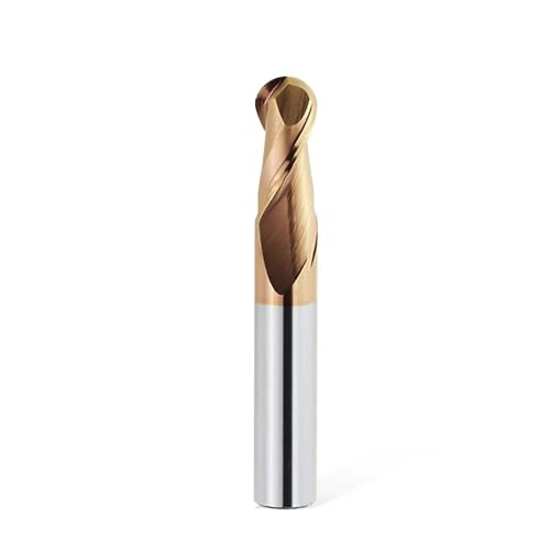 Temhyu 4mm 8mm Schaft Kugelkopffräser Wolframkarbidfräser CNC Fräser Fräswerkzeug HRC 45 55 65 2 Flöte CNC-Drehmaschine Werkzeug(HRC55,R10xD20x100L) von Temhyu