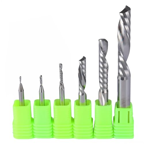 Temhyu 5 stücke 3,175/4/5/6/8mm Einzelne Flöte Links Unten Cut Fräser CNC schaftfräser Fräser Hartmetall Fräser(5Pcs 4x10) von Temhyu