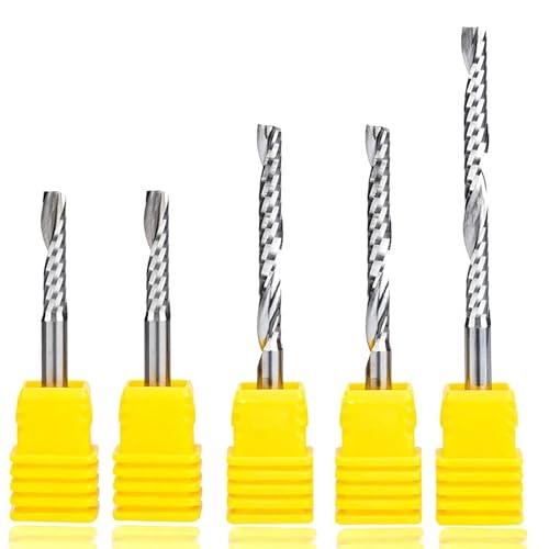 Temhyu 5 stücke 4mm Schaft Acryl Fräser Einzelne Flöte Spirale Up-Cut Router Bit CNC Schaftfräser Wolfram stahl Hartmetall Fräser(4mmX4mmX20mm) von Temhyu