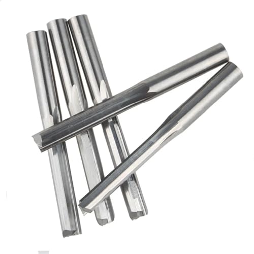 Temhyu 5Pcs 5mm 6mm 8mm Zwei Flöten Gerade Slot Ende Mühle CNC Zwei Dimension Holz Schneiden Werkzeuge router Bit Holz Fräser(6x52x80L) von Temhyu