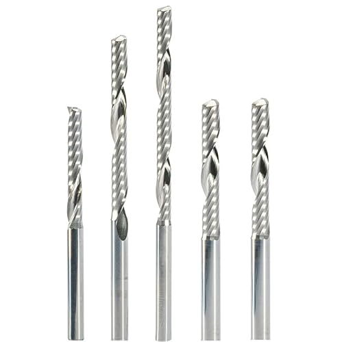 Temhyu 5pc 4mm 5mm 6mm 8mm Schaft 1/8" 1/4" Hartmetall CNC Router Bit eine Einzelne Flöte Ende Mühle Werkzeuge Fräser 8-62mm(4x25) von Temhyu