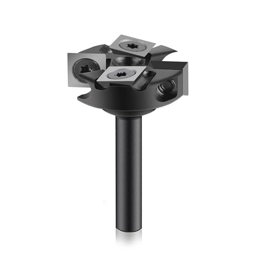 Temhyu 6,35/8/12 mm Schaft, CNC-Spoilboard-Oberflächenfräser, 2 + 2-Flöten, Holzhobel-Bit, Hartmetallplatten-Abflachungsfräser(8X38.1mm-4 blades) von Temhyu