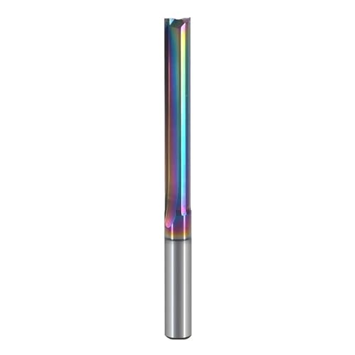 Temhyu 6 8 mm Schaft mit zwei Nuten, DLC-Beschichtung, gerader Schlitzfräser, CNC-zweidimensionale Schneidwerkzeuge, Fräser, Holzbearbeitungs-Schaftfräser(5.0x22x50L) von Temhyu