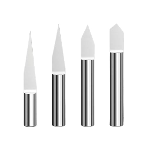 Temhyu 6 mm Metall-Graveur-Bits mit flachem Boden, 38–50 mm, CNC-Fräswerkzeuge, V-Hartmetall-Schnitzfräser, Grad 10 °, 15 °, 20 °, 30 °, 45 °, 60 °, 90 °(6x45Dx0.3) von Temhyu