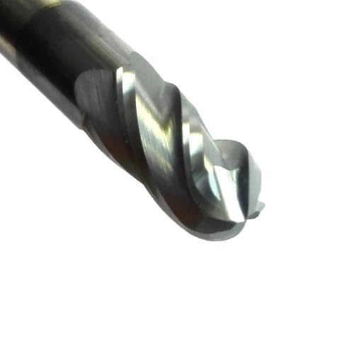 Temhyu 6mm 8mm 10mm 12mm Schaft HRC45 Vollhartmetall 4 Flöten Kugelfräser Spiralbohrer Fräswerkzeuge CNC-Fräser(Radius 4MM) von Temhyu