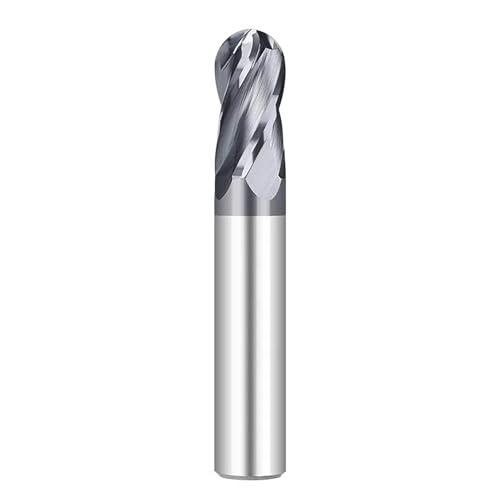 Temhyu 6mm 8mm 10mm Schaft Fräser 4 Flöten Kugel Nase Hartmetall Schaftfräser CNC Fräsen Werkzeug spirale Router Bit for Metall Kupfer Stahl R1.0-R8.0(ALTiAN Coated,R4X8x16x75x8D) von Temhyu