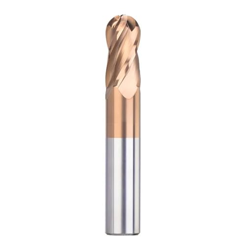 Temhyu 6mm 8mm 10mm Schaft Fräser 4 Flöten Kugel Nase Hartmetall Schaftfräser CNC Fräsen Werkzeug spirale Router Bit for Metall Kupfer Stahl R1.0-R8.0(TiCN Coated,R4X8x16x75x8D) von Temhyu