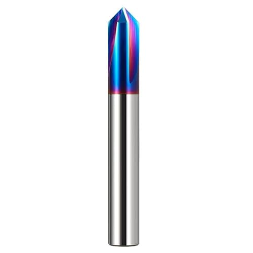 Temhyu 6mm 8mm Schaft HRC60 3 Flöten Fasenfräser 60/90/120 Grad CNC Fräser CNC Gravur Fräswerkzeug Hartmetall Fasenschaftfräser(90 Degree,HRC65 Blue coating,10X75) von Temhyu