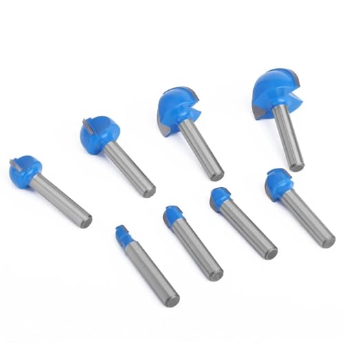 Temhyu 8 stücke 6mm 1/4 Schaft Ball Nase Router Bit Set Runde Fräser for Holzbearbeitung CNC Radius Core Box solide Hartmetall Werkzeuge(6.35mm 8pcs) von Temhyu