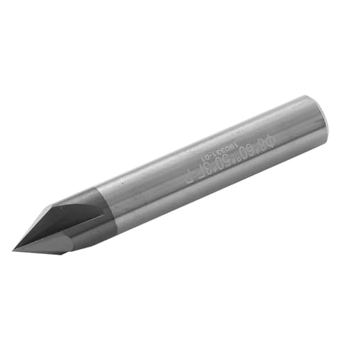 Temhyu 8mm 10mm 12mm Schaft CNC Hartmetall Anfasen Fräser 60 90 120 Grad Beschichtet 3 Flöten Entgraten Schaftfräser Gravur und Carving Router Bit Werkzeuge(D4xR60x50L) von Temhyu