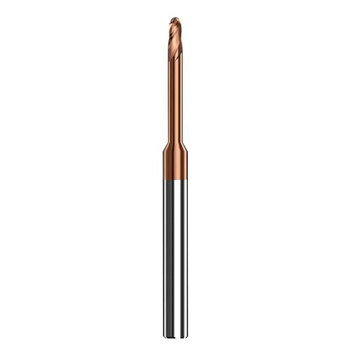 Temhyu HRC60 Langhals-Kugelkopffräser, tiefe Nut, Hartmetallfräser, CNC-Fräser, R0,15, R0,2, R0,3, R0,5 Kegelschaftfräser(R0.15-L2.0-H04) von Temhyu