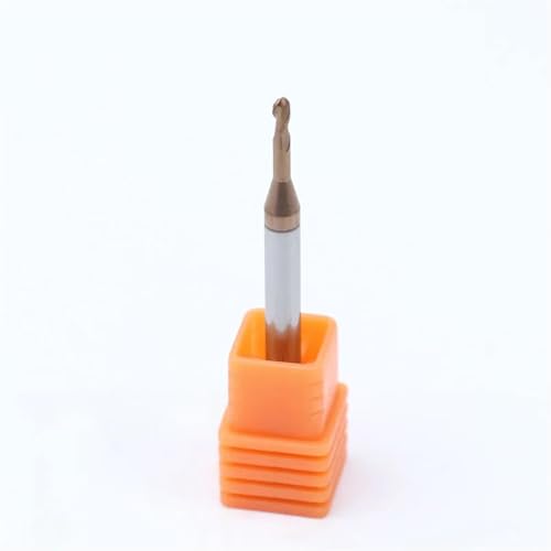 Temhyu HRC65 Hartmetall-Kugelkopffräser mit langem Hals, CNC-Tiefrillenfräser, Fräser, Fräser, Messer, R0,15, R1 Schaftfräser(HRC55 2F,R0.75x10x4x50mm) von Temhyu
