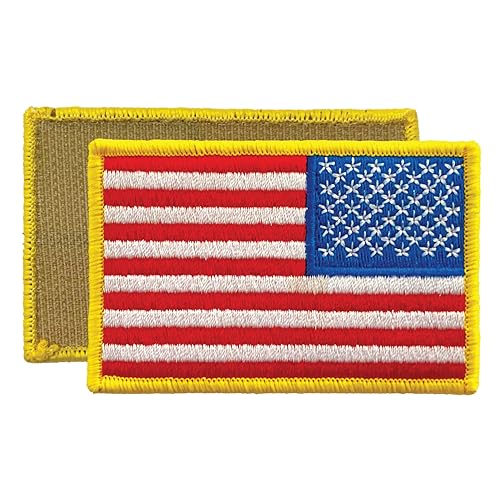 Aufnäher mit USA-Flagge, 3 x 2 Templar Armoury – hochwertig bestickt – Klettverschluss – Goldrand – Vereinigte Staaten von Amerika – Militäruniform – US-Flagge – rot, weiß und blau (rechte Seite) von Templar Armoury