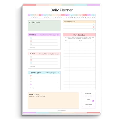 ADHD Tagesplaner-Notizblock für neurodivergente Erwachsene – Produktivitäts-Tagesplaner, Schreibtischunterlage und Aufgabenmanagement, um organisiert und konzentriert zu bleiben, A4, ADHD Tagesplaner-Notizblock für neurodivergente Erwachsene – Produktivitäts-Tagesplaner, Schreibtischunterlage und Aufgabenmanagement, um organisiert und konzentriert zu bleiben, A4, von Templatables