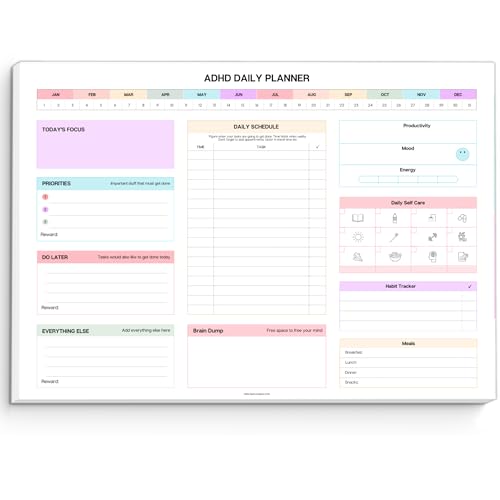 ADHD Tagesplaner-Notizblock für neurodivergente Erwachsene – Produktivitäts-Tagesplaner, Schreibtischunterlage und Aufgabenmanagement, um organisiert zu bleiben und fokussiert zu bleiben, Notizblock ADHD Tagesplaner-Notizblock für neurodivergente Erwachsene – Produktivitäts-Tagesplaner, Schreibtischunterlage und Aufgabenmanagement, um organisiert zu bleiben und fokussiert zu bleiben, Notizblock von Templatables