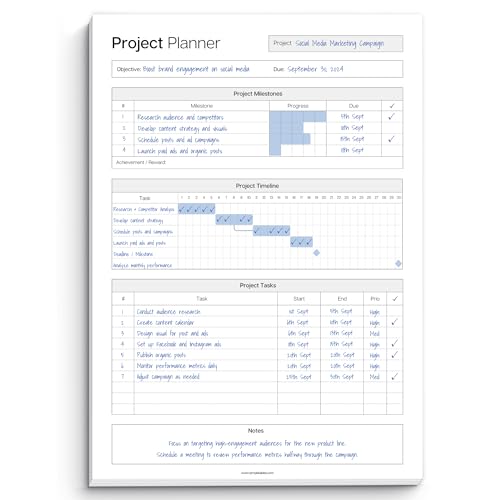 Projektplaner-Notizblock – Projektmanagement-Organizer, Schreibtischunterlage – Projektaufgaben und Meetingfristen effektiv verwalten – 50 Blatt Premium-Papier, 120 g/m², Management, A4, Mono Projektplaner-Notizblock – Projektmanagement-Organizer, Schreibtischunterlage – Projektaufgaben und Meetingfristen effektiv verwalten – 50 Blatt Premium-Papier, 120 g/m², Management, A4, Mono von Templatables