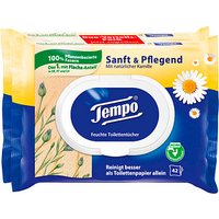 Tempo Feuchtes Toilettenpapier Sanft & Pflegend Duo-Pack 1-lagig, 2x 42 Tücher von Tempo