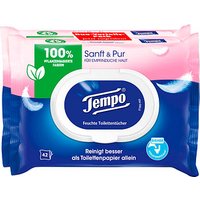 Tempo Feuchtes Toilettenpapier Sanft & Pur Duo-Pack 1-lagig, 2x 42 Tücher von Tempo