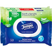 Tempo Feuchtes Toilettenpapier Sanft & Sensitiv Duo-Pack 1-lagig, 2x 42 Tücher von Tempo