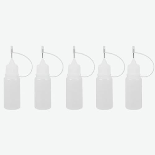 Temporalis® - Präzisionsapplikator-Flaschen, 10 ml (5 Stück) | leere Flaschen mit feinen Spitzen für Klebstoff, Tinte, Farbe, Quilling, DIY – einfache Anwendung & ohne Auslaufen von Temporalis