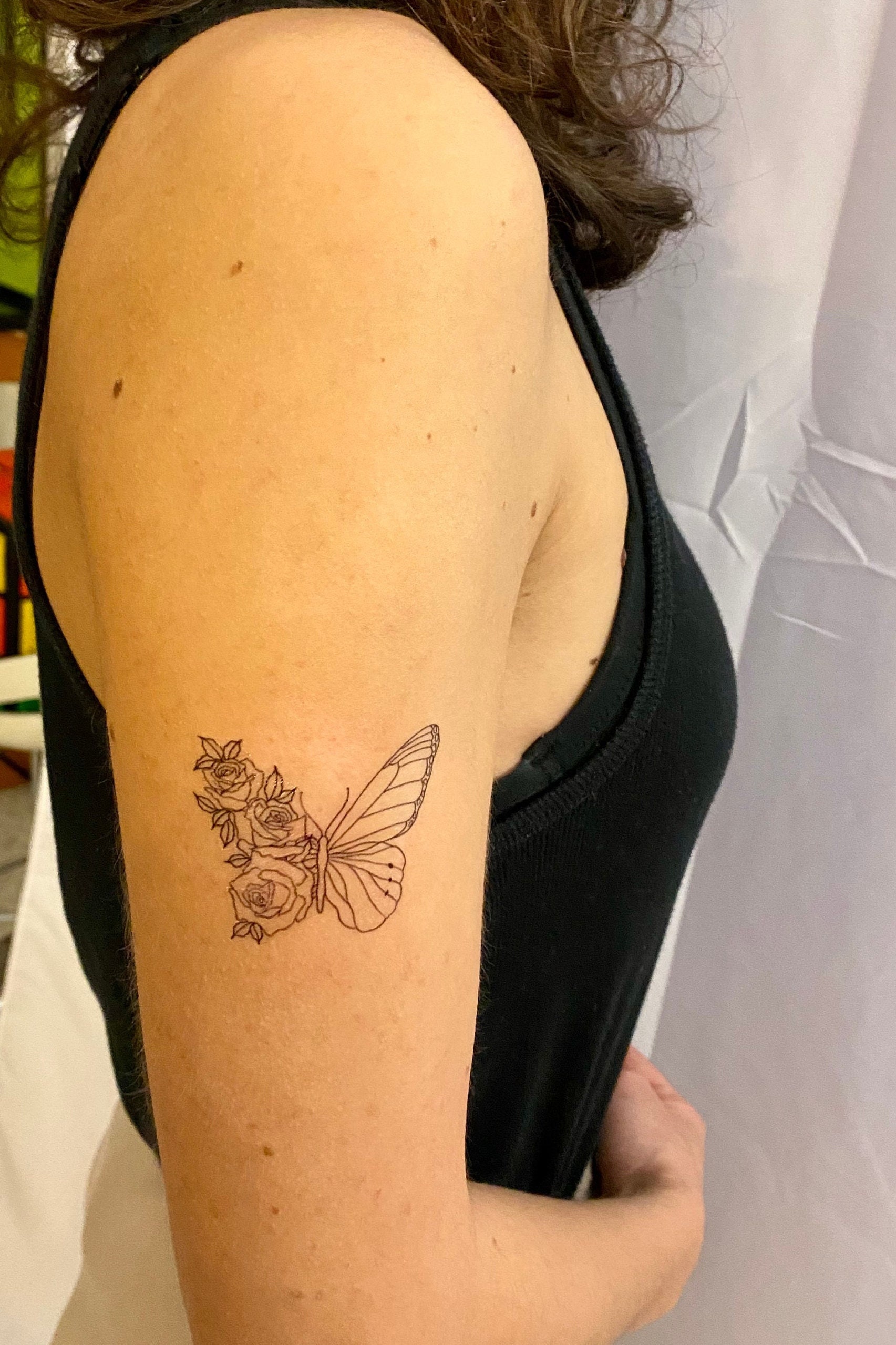 Blume Schmetterling Temporäres Tattoo | 2Er Set Blume Schmetterling Temporäres Tattoo | 2Er Set von TemporaryTattooInc