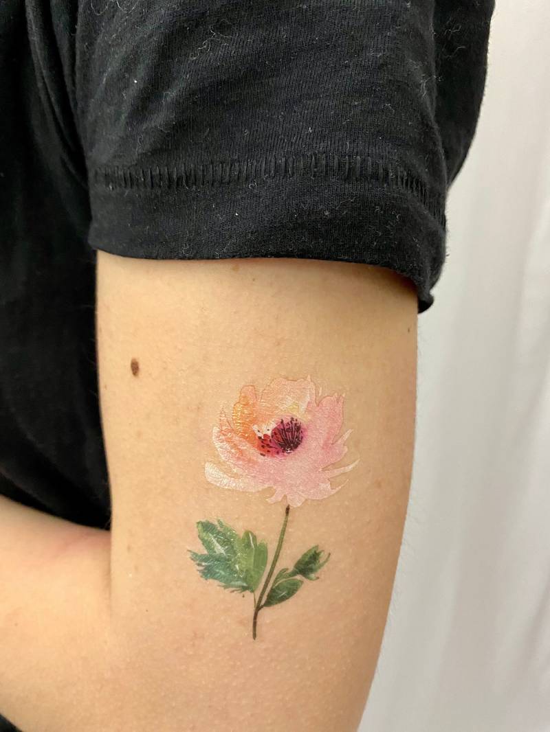 Blumenfarbe Temporäres Tattoo | 2Er Set/Fake in Wasserfarbe Für Frauen von TemporaryTattooInc