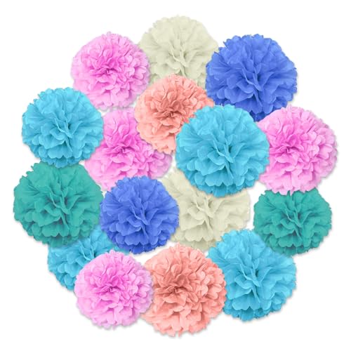 TenaLucy 16 Stück Pompons Deko, Bunt Seidenpapier Party Deko, Pastell Aufhängen Papierblumen für Hochzeit Geburtstags Tisch Baby Shower Frühling Sommer, 20 x 20cm und 25 x 25cm TenaLucy 16 Stück Pompons Deko, Bunt Seidenpapier Party Deko, Pastell Aufhängen Papierblumen für Hochzeit Geburtstags Tisch Baby Shower Frühling Sommer, 20 x 20cm und 25 x 25cm von TenaLucy