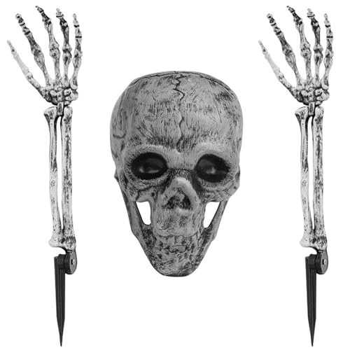 TenaLucy Skelett Halloween Realistische Horror Schädel Totenkopf 2 Schädel Hände Halloween Deko Außen Innen Halloweens Deko Garten für Halloweens Gruselparty Karneval Mottoparty TenaLucy Skelett Halloween Realistische Horror Schädel Totenkopf 2 Schädel Hände Halloween Deko Außen Innen Halloweens Deko Garten für Halloweens Gruselparty Karneval Mottoparty von TenaLucy