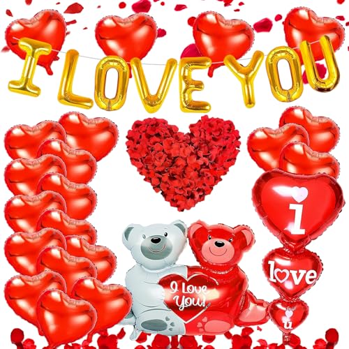 TenaLucy Valentinstag Deko Set,Herzluftballons Herz Luftballon Valentinstagsballons mit 500 Stück Rosenblätter Rot valentinstag Dekoration Set,für Heiratsantrag,Hochzeit Jahrestag Deko TenaLucy Valentinstag Deko Set,Herzluftballons Herz Luftballon Valentinstagsballons mit 500 Stück Rosenblätter Rot valentinstag Dekoration Set,für Heiratsantrag,Hochzeit Jahrestag Deko von TenaLucy
