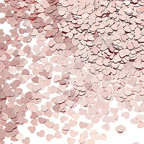 Tenare 6mm Rose Gold Metallisches Glänzendes Herzen Konfetti Herzförmiges Glitzer Konfetti Bridal Shower Herz Konfetti Metallische Folie Tisch Konfetti Dekorationen für Valentinstag Hochzeit Party von Tenare