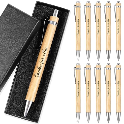 Tenare 10 Sets Dankeschön Geschenke Danke für Alles Kugelschreiber Geschenke Holz Kugelschreiber mit Geschenkbox Druckkugelschreiber Abschiedsgeschenk für Kollegen Lehrer Mitarbeiter von Tenare