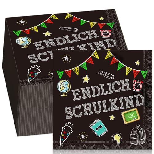 Tenare 100 Einschulung Servietten Endlich Schulkind Schulanfang Papierservietten Schuleinführung Zuckertüte Servietten Einschulung Deko für Junge Mädchen 1. Schultag Tischdeko, 33 x 33 cm(Schwarz) Tenare 100 Einschulung Servietten Endlich Schulkind Schulanfang Papierservietten Schuleinführung Zuckertüte Servietten Einschulung Deko für Junge Mädchen 1. Schultag Tischdeko, 33 x 33 cm(Schwarz) von Tenare