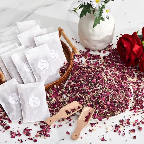 Tenare 100 Set Blumen Hochzeitskonfetti für 95-100 Gäste, Konfetti Pergamin Papiertüten Natürlich Getrocknet Rosenblüten Aufkleber Holz Schaufel Schachtel für Hochzeit Verlobung Jahrestag(Elegant) Tenare 100 Set Blumen Hochzeitskonfetti für 95-100 Gäste, Konfetti Pergamin Papiertüten Natürlich Getrocknet Rosenblüten Aufkleber Holz Schaufel Schachtel für Hochzeit Verlobung Jahrestag(Elegant) von Tenare