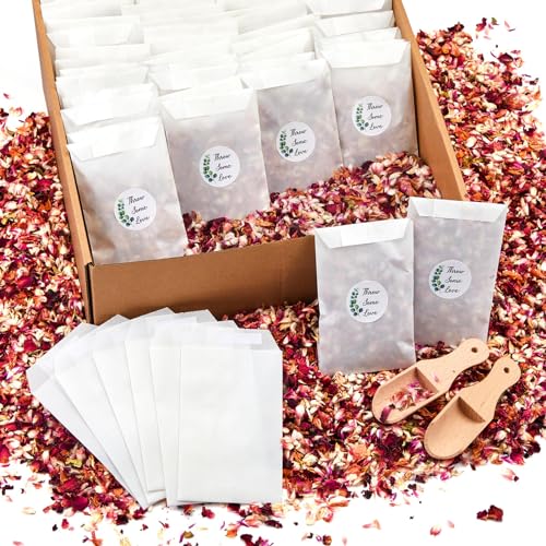 Tenare 100 Set Blumen Hochzeitskonfetti für 95-100 Gäste, Konfetti Pergamin Papiertüten Natürlich Getrocknet Rosenblüten Aufkleber Holz Schaufel Schachtel für Hochzeit Verlobung Jahrestag (Stilvoll) Tenare 100 Set Blumen Hochzeitskonfetti für 95-100 Gäste, Konfetti Pergamin Papiertüten Natürlich Getrocknet Rosenblüten Aufkleber Holz Schaufel Schachtel für Hochzeit Verlobung Jahrestag (Stilvoll) von Tenare