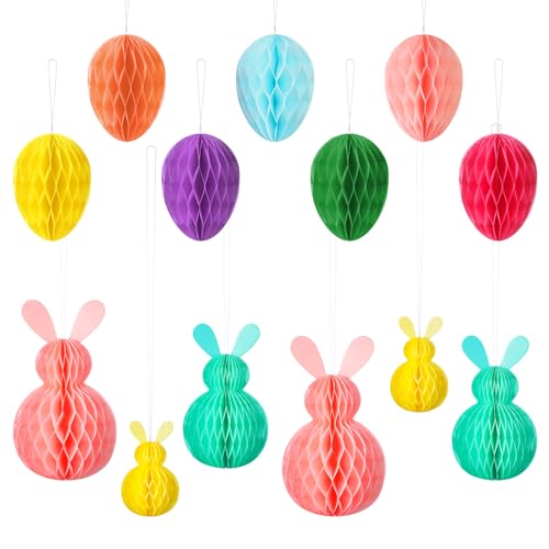 Tenare 13 Stück Waben Osterdekorationen Waben Osterhasen Papier Ostereier zum Aufhängen Bunte Ostern Deko Hängende Wabenpapierbälle für Ostern Frühling Party Baum Zuhause Schule (Niedlicher Stil) Tenare 13 Stück Waben Osterdekorationen Waben Osterhasen Papier Ostereier zum Aufhängen Bunte Ostern Deko Hängende Wabenpapierbälle für Ostern Frühling Party Baum Zuhause Schule (Niedlicher Stil) von Tenare