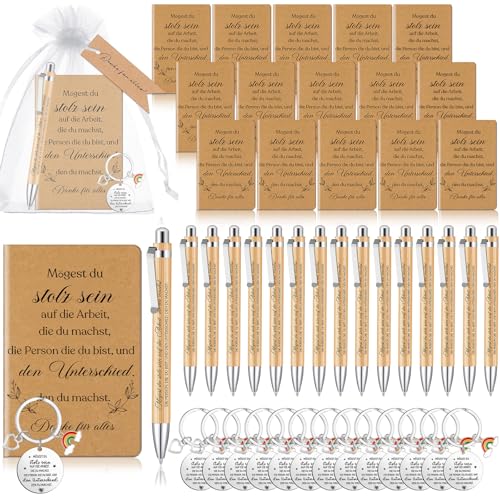 Tenare 16 Sets Dankeschön Geschenk für Kollegen Lehrer Erzieherin Abschiedsgeschenk inklusive 16 Notizblock 16 Schlüsselanhänger 16 Kugelschreiber 16 Geschenkanhänger mit 16 Organzasäckchen von Tenare