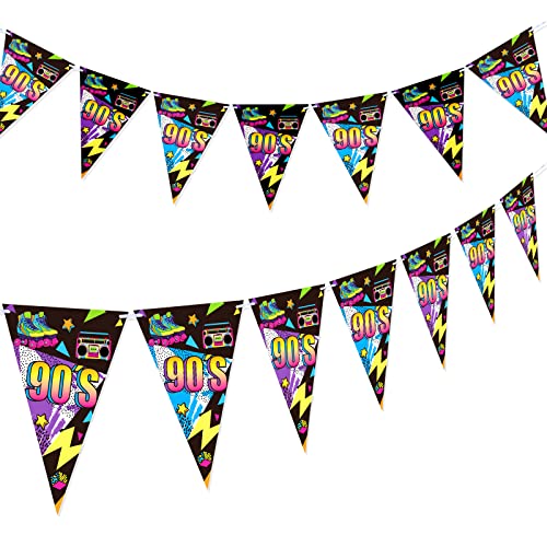 Tenare 2 Stück 90er Party Wimpel Flaggen 90er Jahre Flagge Wimpel Banner 90er Dreieck Flagge Banner Dekoration für Erwachsene Papier 90er Party Zubehör für Rückblick Geburtstag Party Tenare 2 Stück 90er Party Wimpel Flaggen 90er Jahre Flagge Wimpel Banner 90er Dreieck Flagge Banner Dekoration für Erwachsene Papier 90er Party Zubehör für Rückblick Geburtstag Party von Tenare